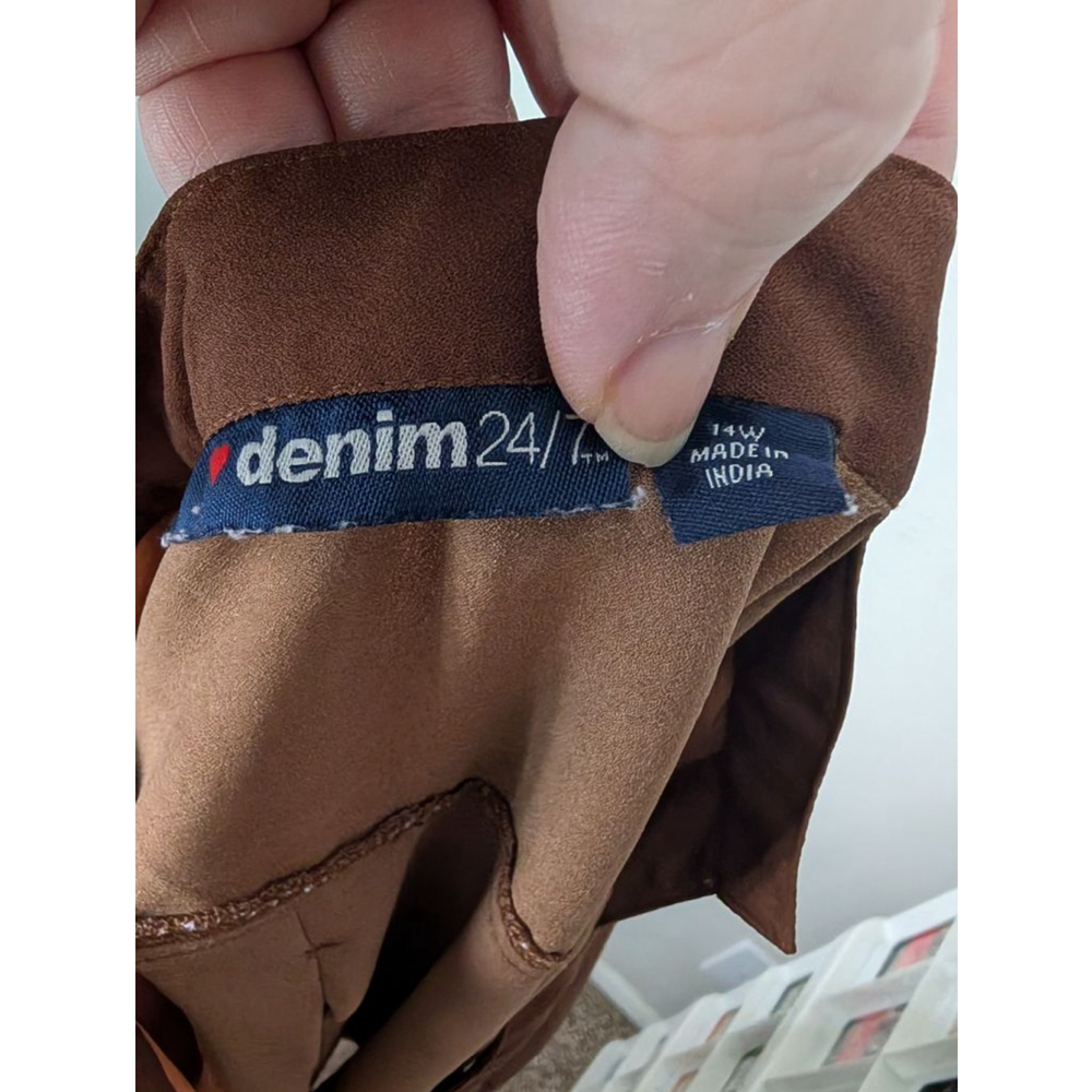 Denim 24/7 Women's Brown White Striped Blouse 14W - Picture 2 of 6